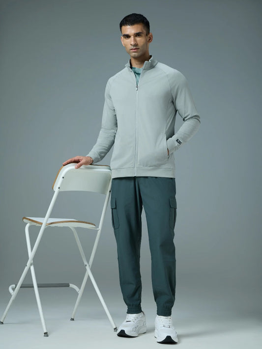 Technosport Solid Slim Fit Mock Neck Jacket For Men PM-98 (Ultimate Grey)