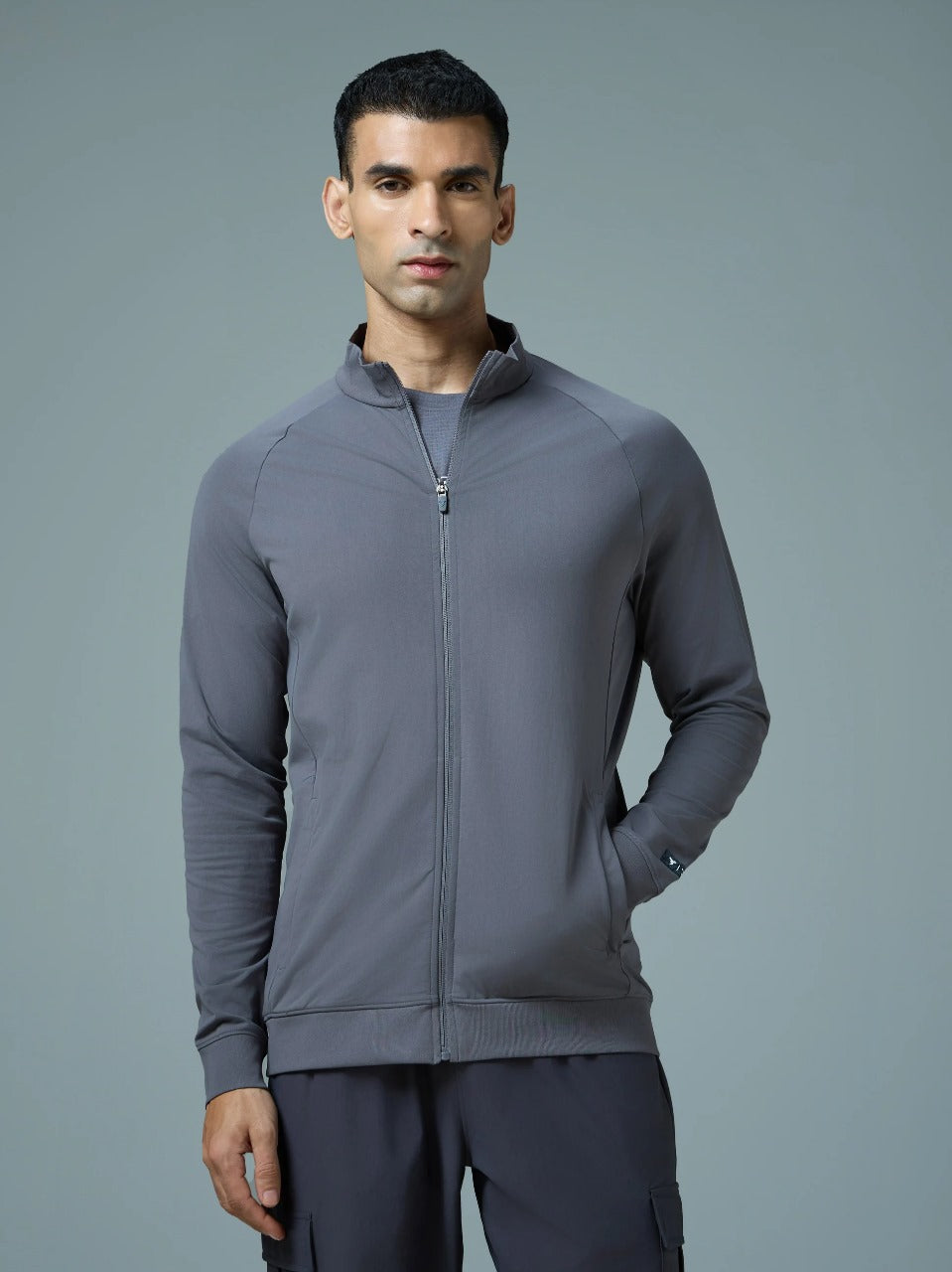 Technosport Solid Slim Fit Mock Neck Jacket For Men PM-98 (Vintage Indigo)