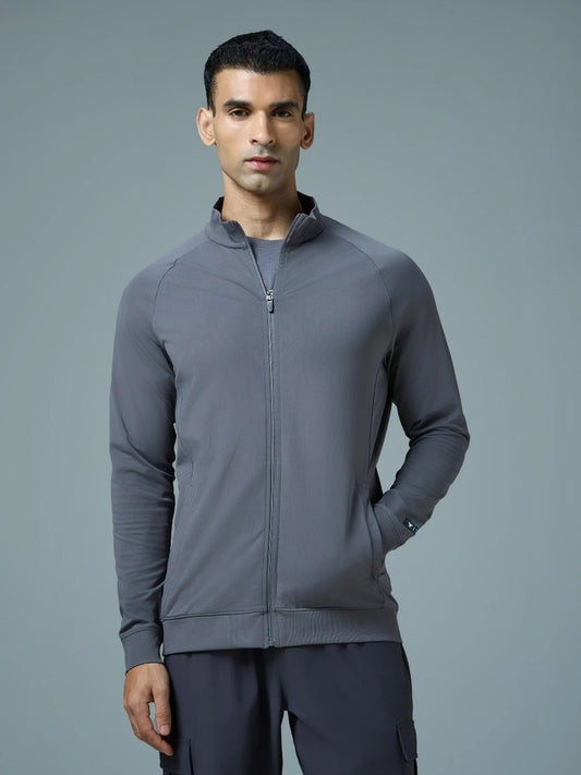 Technosport Solid Slim Fit Mock Neck Jacket For Men PM-98 (Vintage Indigo)