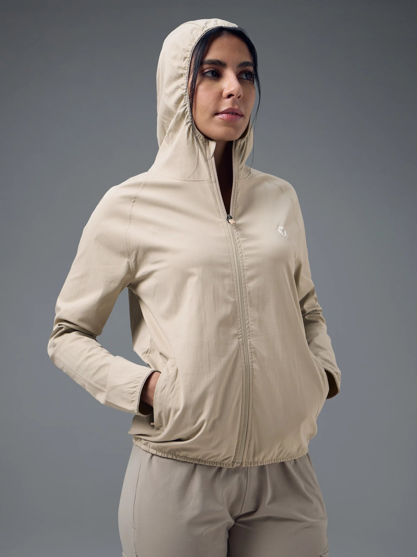 Technosport Slim Fit Hooded Jacket For Women WR-16 (Oyster Gray)