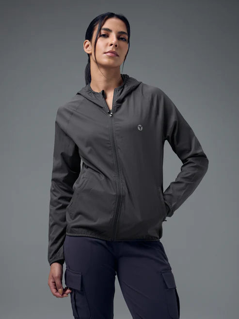 Technosport Slim Fit Hooded Jacket For Women WR-16 (Woodland Gray)