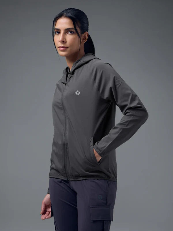 Technosport Slim Fit Hooded Jacket For Women WR-16 - Woodland Gray