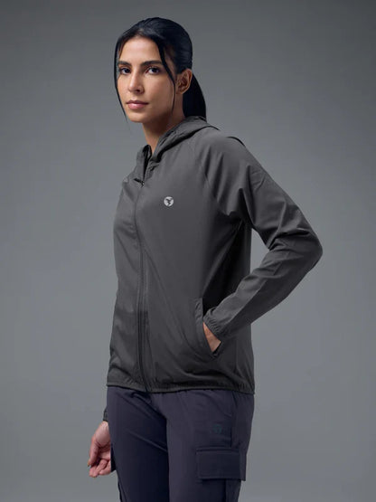 Technosport Slim Fit Hooded Jacket For Women WR-16 - Woodland Gray