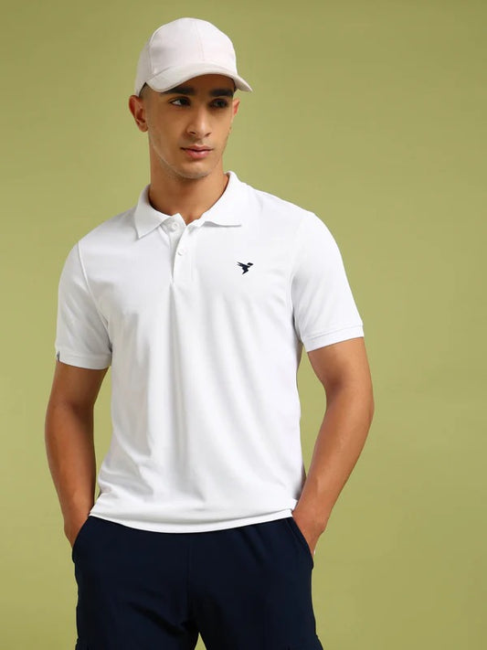 TechnoSport Polo Neck Half Sleeve Dry Fit T Shirt for Men OR-11 (White)