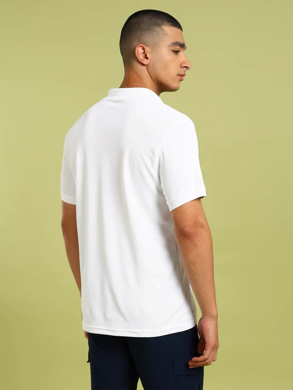 TechnoSport Polo Neck Half Sleeve Dry Fit T Shirt for Men OR-11 (White)