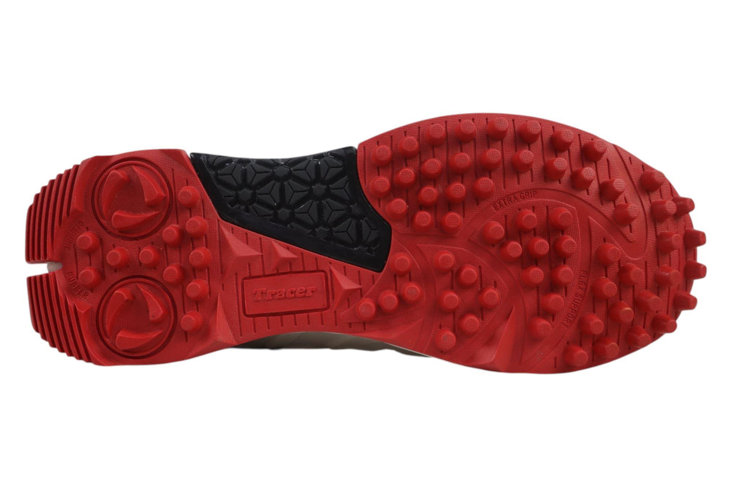 Tracer Ultimate 2251 Rubber Studs Cricket Shoes - White/Red