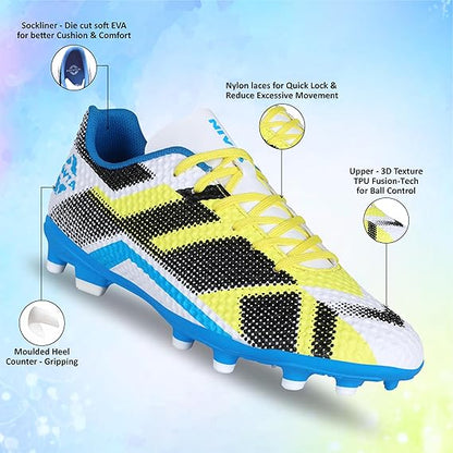 Nivia Dagger Football Shoes for Men (White/Blue)