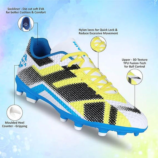 Nivia Dagger Football Shoes for Men (White/Blue)