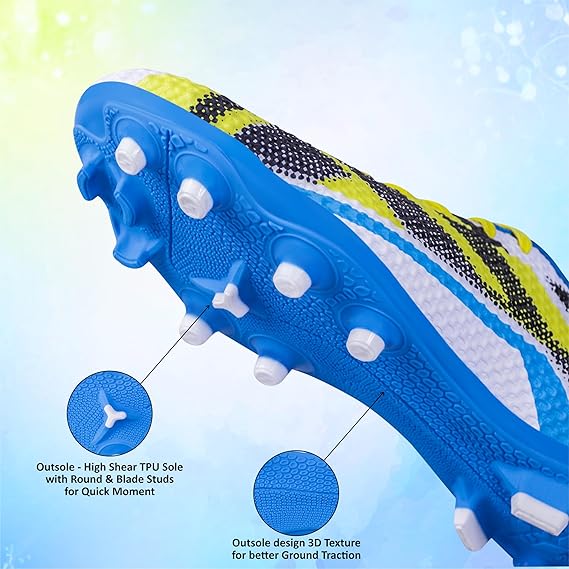 Nivia Dagger Football Shoes for Men (White/Blue)