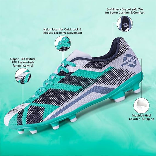 Nivia Dagger Football Shoes for Men (White/Green)