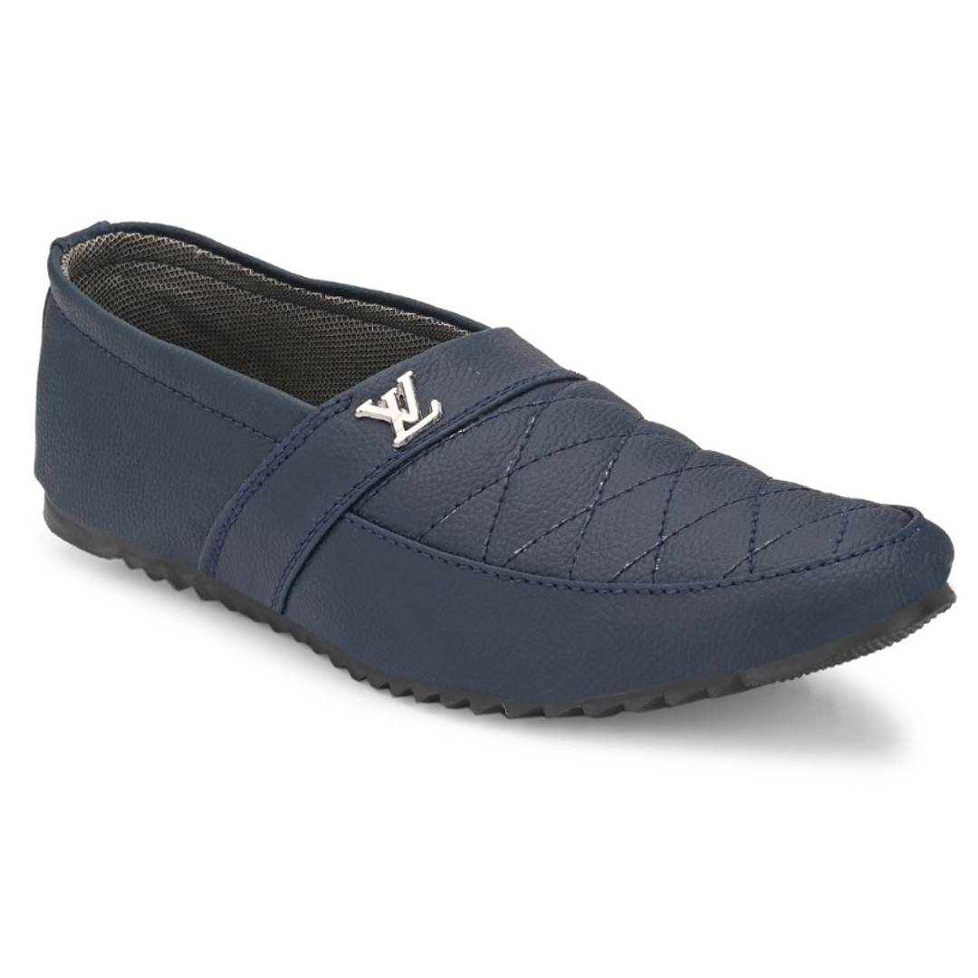 Blue Solid Casual Party Wear Loafers Shoes For Men's
