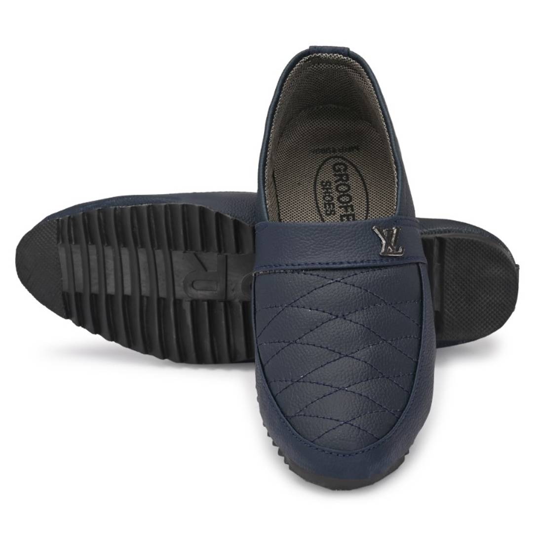 Blue Solid Casual Party Wear Loafers Shoes For Men's
