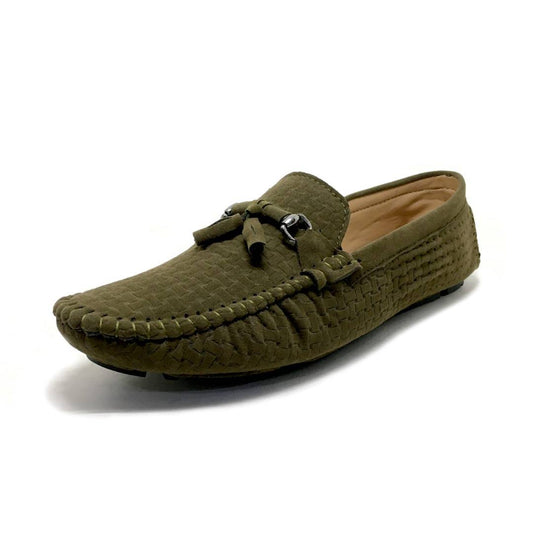 Elite Green Synthetic Suede Solid Loafers For Men