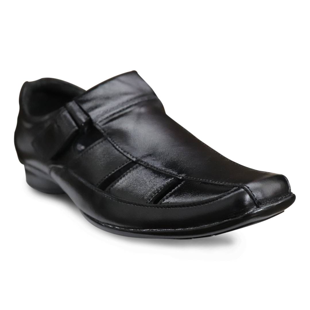 Stylish Black Solid Genuine Leather Formal Shoes For Men