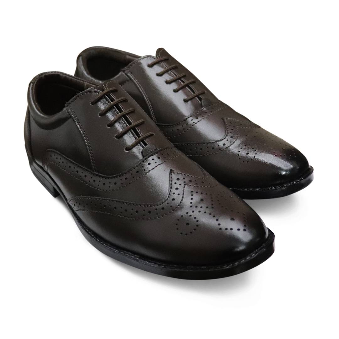 Stylish Brown Solid Genuine Leather Formal Shoes For Men