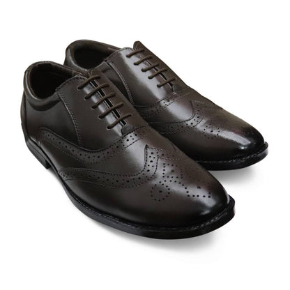 Stylish Brown Solid Genuine Leather Formal Shoes For Men