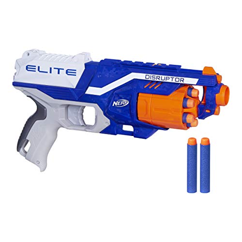 Nerf Disruptor Elite Blaster 6-Dart Rotating Drum, Slam Fire, Includes 6 Official Elite Darts for Children, Teens, Adults - Multicolor