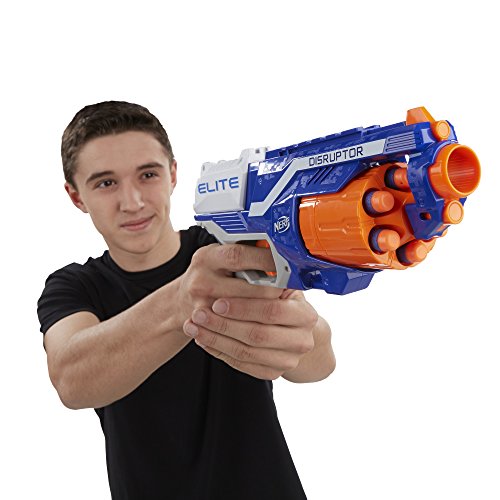 Nerf Disruptor Elite Blaster 6-Dart Rotating Drum, Slam Fire, Includes 6 Official Elite Darts for Children, Teens, Adults - Multicolor