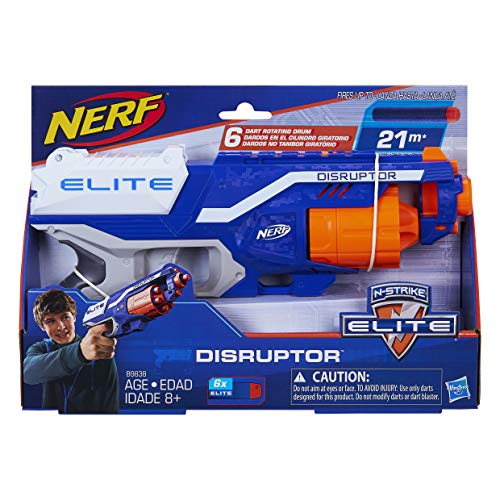 Nerf Disruptor Elite Blaster 6-Dart Rotating Drum, Slam Fire, Includes 6 Official Elite Darts for Children, Teens, Adults - Multicolor