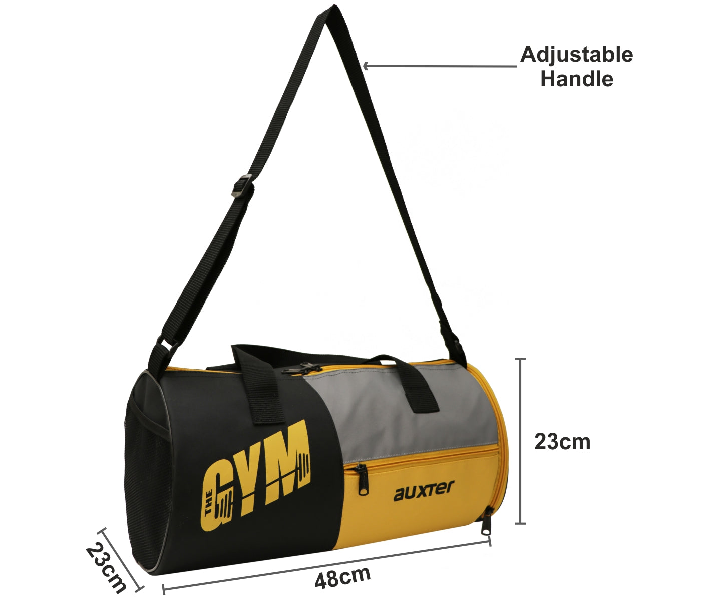 Auxter Premium Black / Yellow Sports Duffel Gym Bag with Shoe Compartment