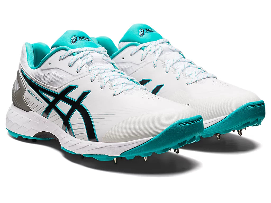 ASICS 350 Not Out FF Cricket Spikes Shoes for Batting & Fielding - White/Sea Glass