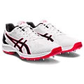 ASICS Strike Rate FF Cricket Spikes Shoes for Batting & Fielding - White/Red