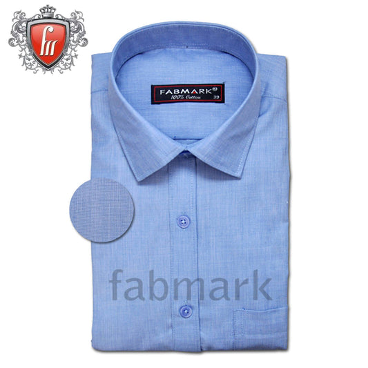 Fabmark Men's Formal Cotton Shirt Blue