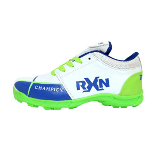 RXN Champion Cricket Shoes (White/Blue/Green)