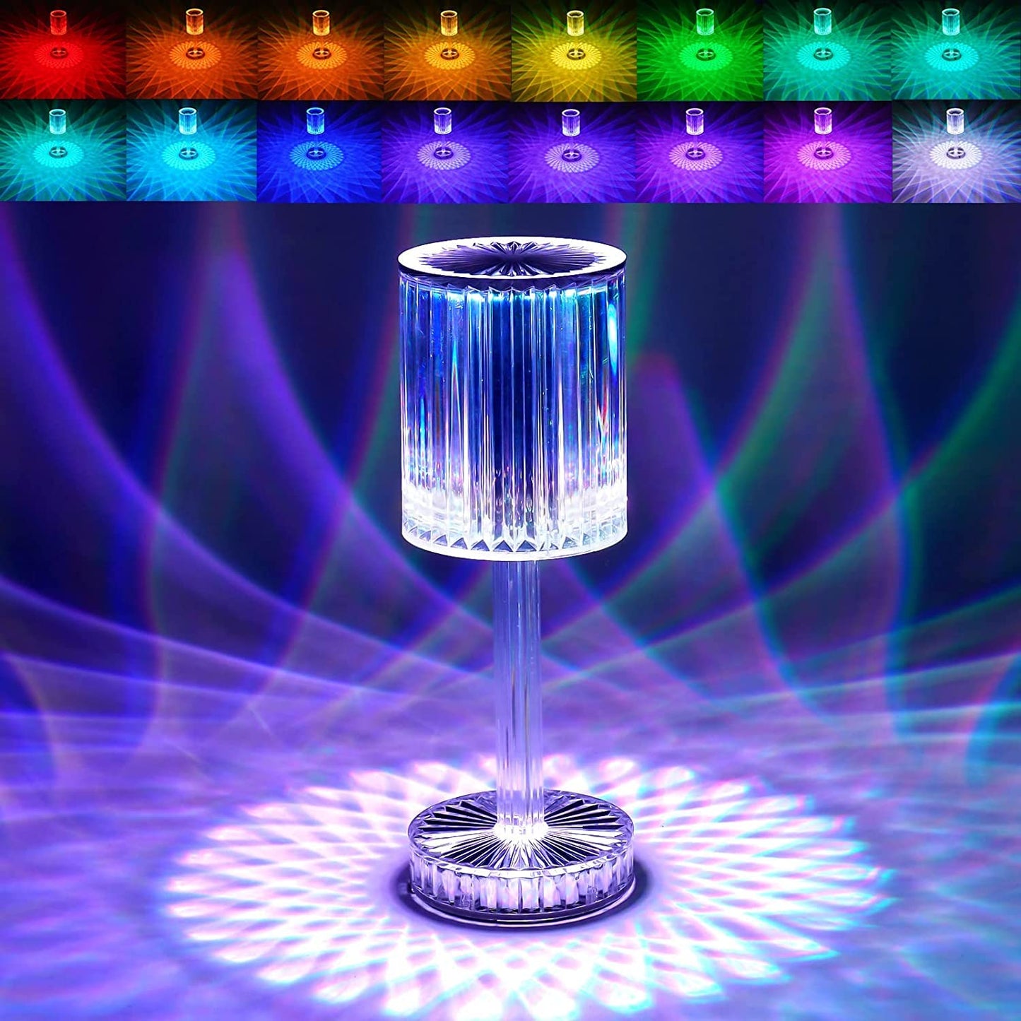 Crystal Acrylic Touch 16 Colors Changing Diamond Decorative 3D LED Table Lamp