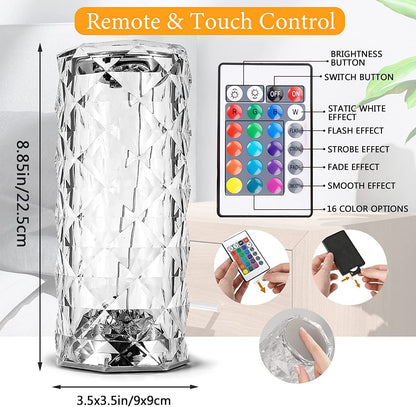 Crystal Acrylic Touch 16 Colors Changing Rose Decorative 3D LED Table Lamp