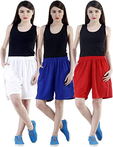 Dee Mannequin Jolly Cotton Shorts for Female Set of 3 (White / Royal Blue / Red)