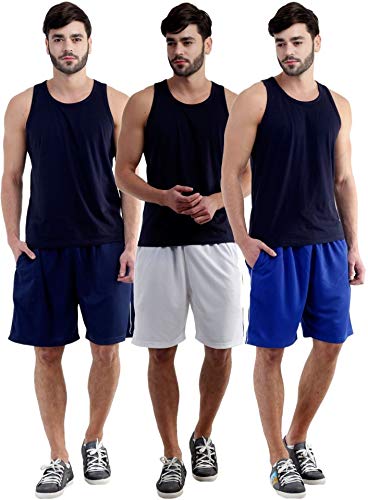 Dee Mannequin Jolly Cotton Shorts for Men Set of 3 (Navy Blue / White / Royal Blue)