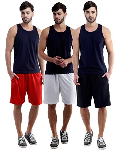Dee Mannequin Jolly Cotton Shorts for Men Set of 3 (Red / White / Black)