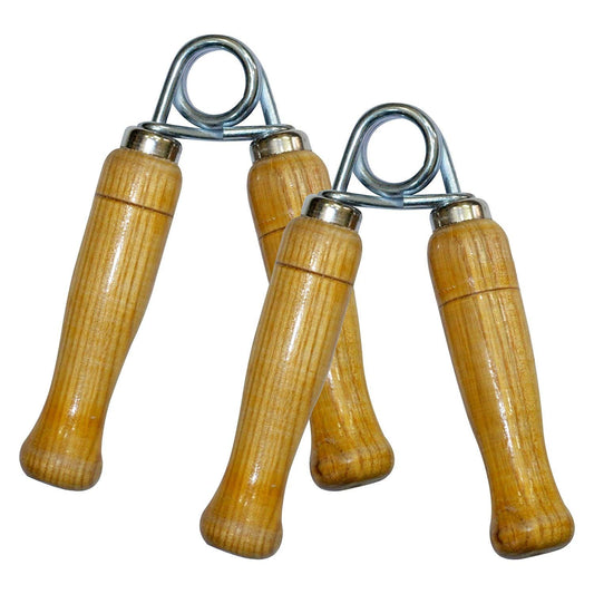 Wooden Hand Grip Strengthener Handle Pack of 2 Pieces (Yellow Brown)