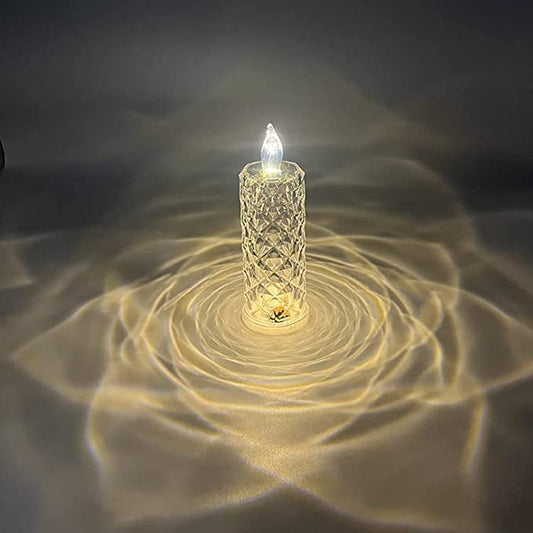Flameless Candles Rose Pattern Refraction Halo Projection LED Electronic Candle