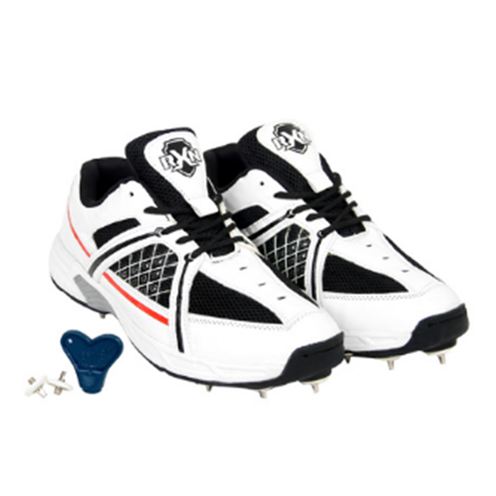 RXN Howzatt Spikes Cricket Shoes (White/Black)