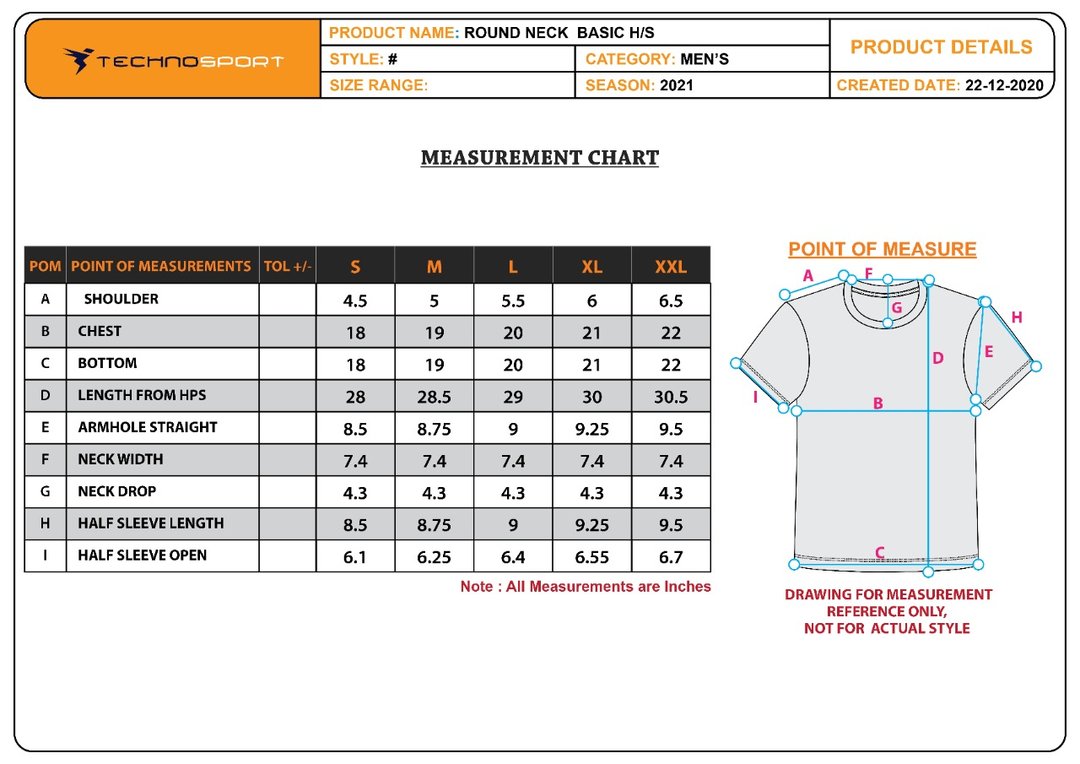TechnoSport Crew Neck Half Sleeve Dry Fit T Shirt for Men OR-10 (Teal Blue)