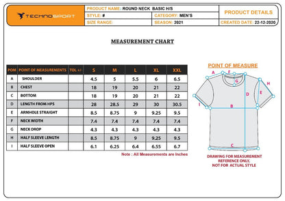 TechnoSport Crew Neck Half Sleeve Dry Fit T Shirt for Men OR-10 (Teal Blue)