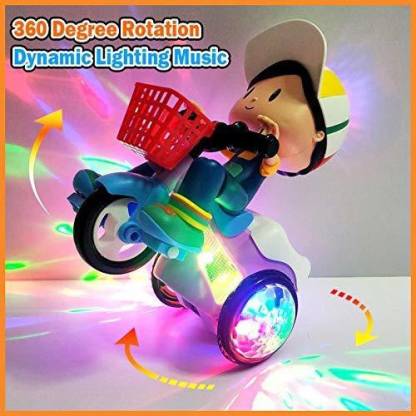 Stunt Tricycle Bump and Go Toy with 4D Lights