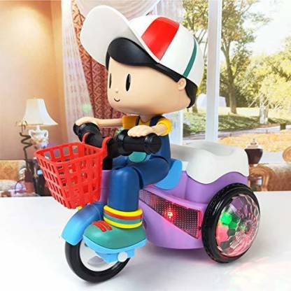 Stunt Tricycle Bump and Go Toy with 4D Lights