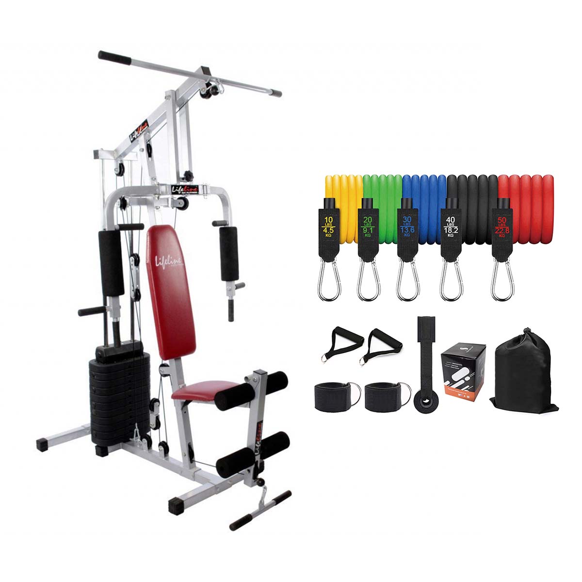 LifeLine Fitness Home Gym – HG 002 with 5 in 1 Resistance Band