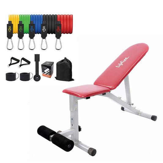 LifeLine Fitness Adjustable Bench – 311 with 5 in 1 Resistance Band
