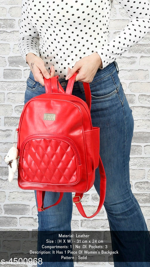 Jiya Stylish Leather Women's Backpacks (Red)