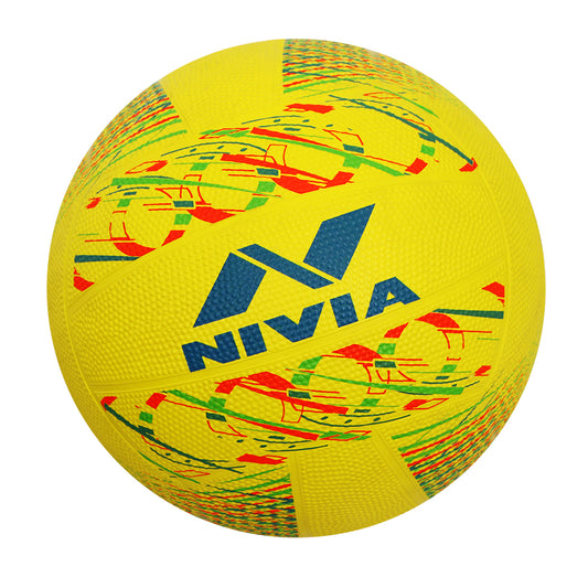 NIVIA Netball Hand Stitched Size – 5 (Yellow / Blue / Red)