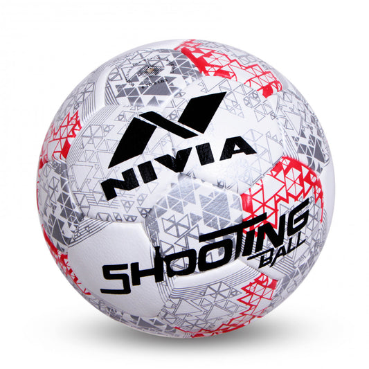 NIVIA Shooting Ball Hand Stitched Size – 5 (White / Silver / Red)