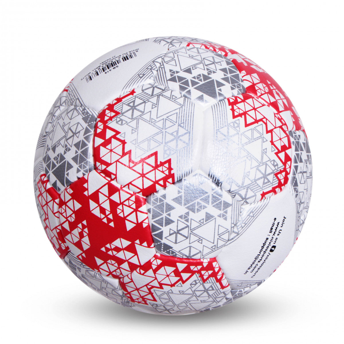 NIVIA Shooting Ball Hand Stitched Size – 5 (White / Silver / Red)
