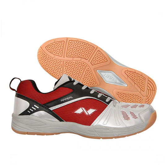NIVIA APPEAL Badminton Shoes for Men (Silver Grey / Red)