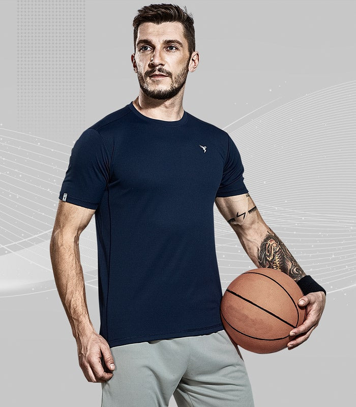 TechnoSport Crew Neck Half Sleeve Dry Fit T Shirt for Men OR-10 (Navy Blue)