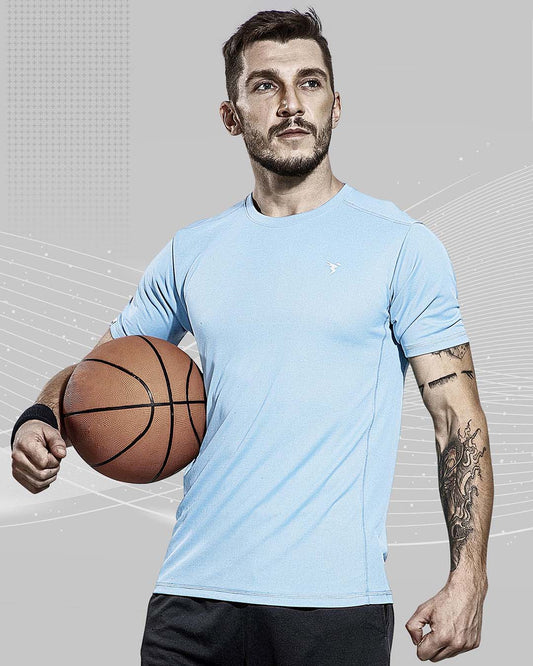 TechnoSport Crew Neck Half Sleeve Dry Fit T Shirt for Men OR-10 (Sky Blue)