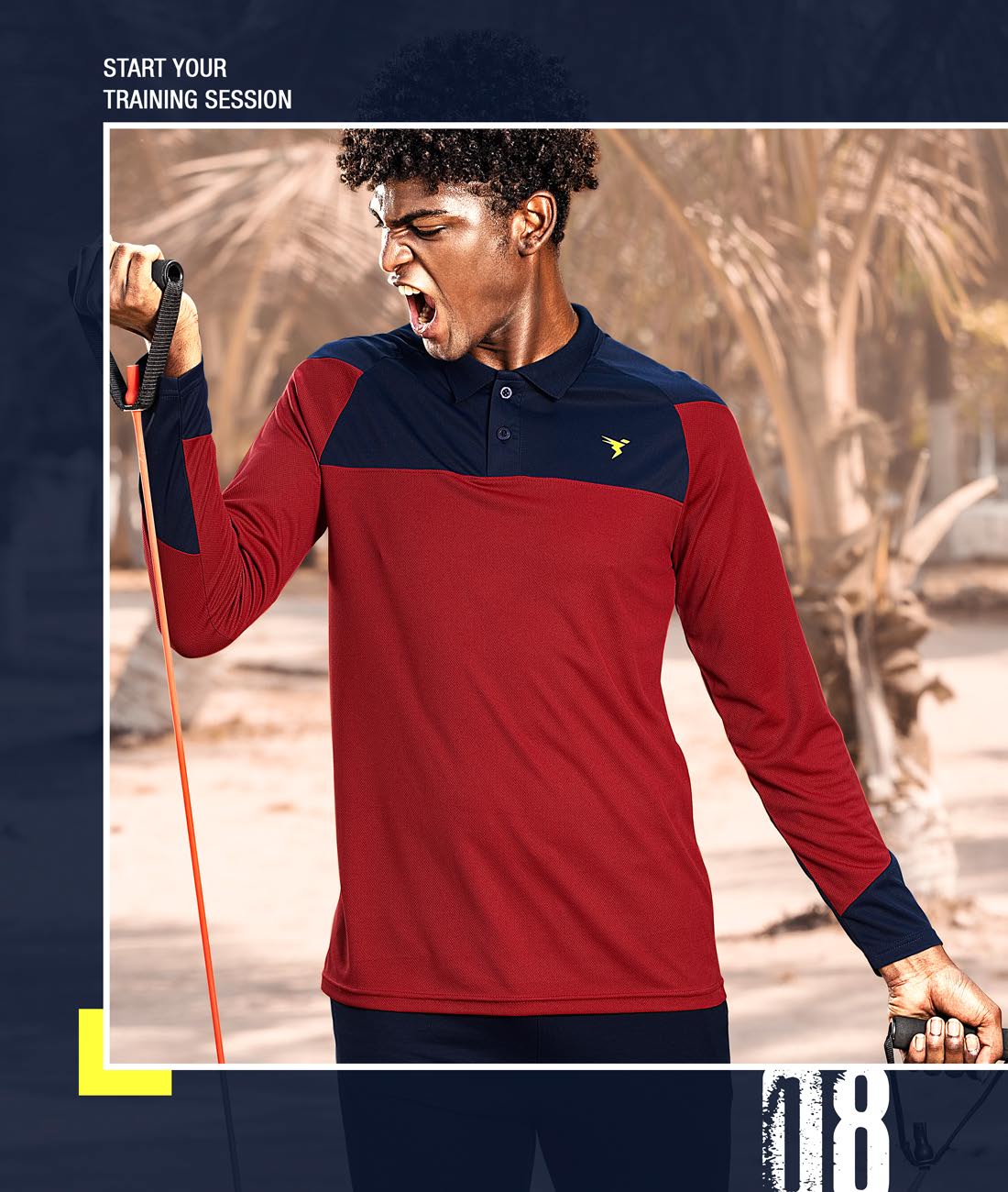 TechnoSport Polo Neck Full Sleeve Dry Fit T-Shirt for Men OR-16 (Maroon/Navy)